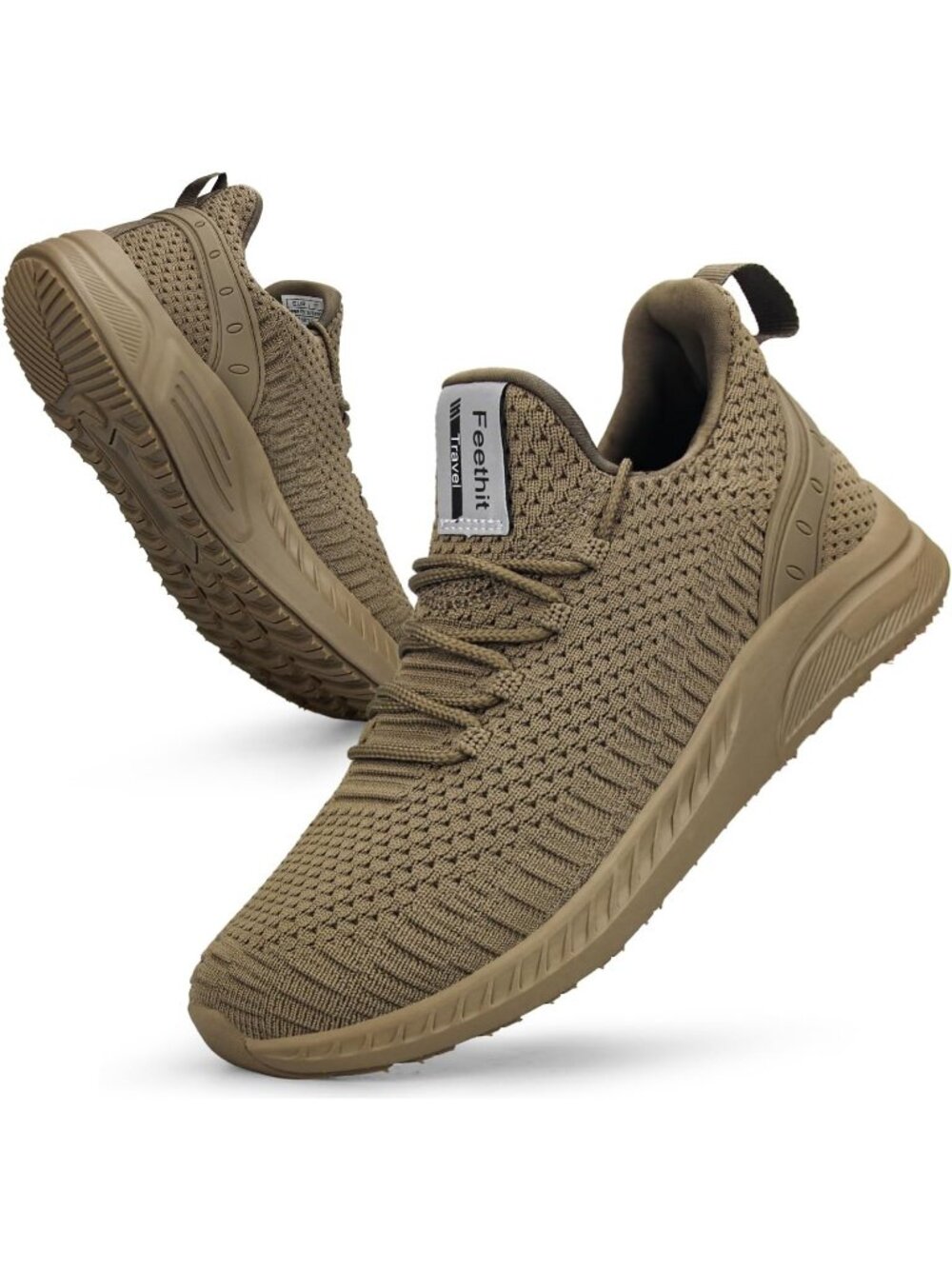 Women's Khaki Mesh Lightweight Casual Tennis Running Sneakers for Travel Work